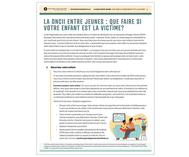 La DNCII entre jeunes : Que faire si votre enfant est la victime?